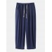 Mens Cotton Pure Color Loose Fit Drawstring Casual Pants
