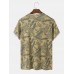 Men Cotton Graphic Leaf Print Hem Cuff O Neck Short Sleeve Casual T Shirt Men Cotton Graphic Leaf Print Hem Cuff O Neck Short Sleeve Casual T Shirt
