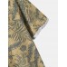 Men Cotton Graphic Leaf Print Hem Cuff O Neck Short Sleeve Casual T Shirt Men Cotton Graphic Leaf Print Hem Cuff O Neck Short Sleeve Casual T Shirt